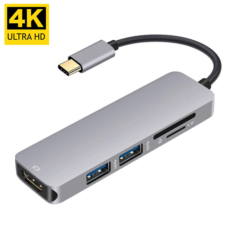 4 18k 30 60hz 1080 1080pビデオ出力タイプcハブアダプタmacbook usbc hdmi 2 usb 3.0 5Gbs sd tfカードスロット