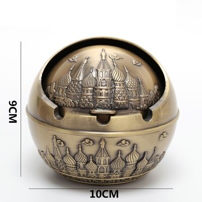 Creatieve Draagbare Legering Ronde Bal Asbak Auto Asbak Mini Asbak Relief Stamped Patroon Cadeau voor Outdoor Indoor: 3