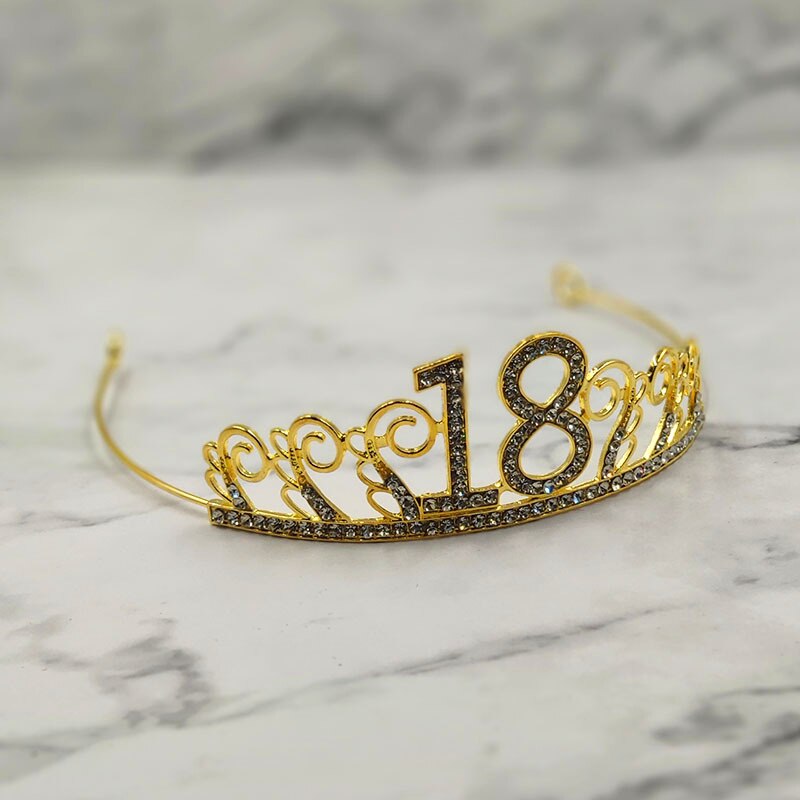 Rocznica urodziny 16/18/20/30/40. Srebrna tiara z kryształkami opaska z koroną z okazji urodzin korona urodzinowa dla kobiet: złoto