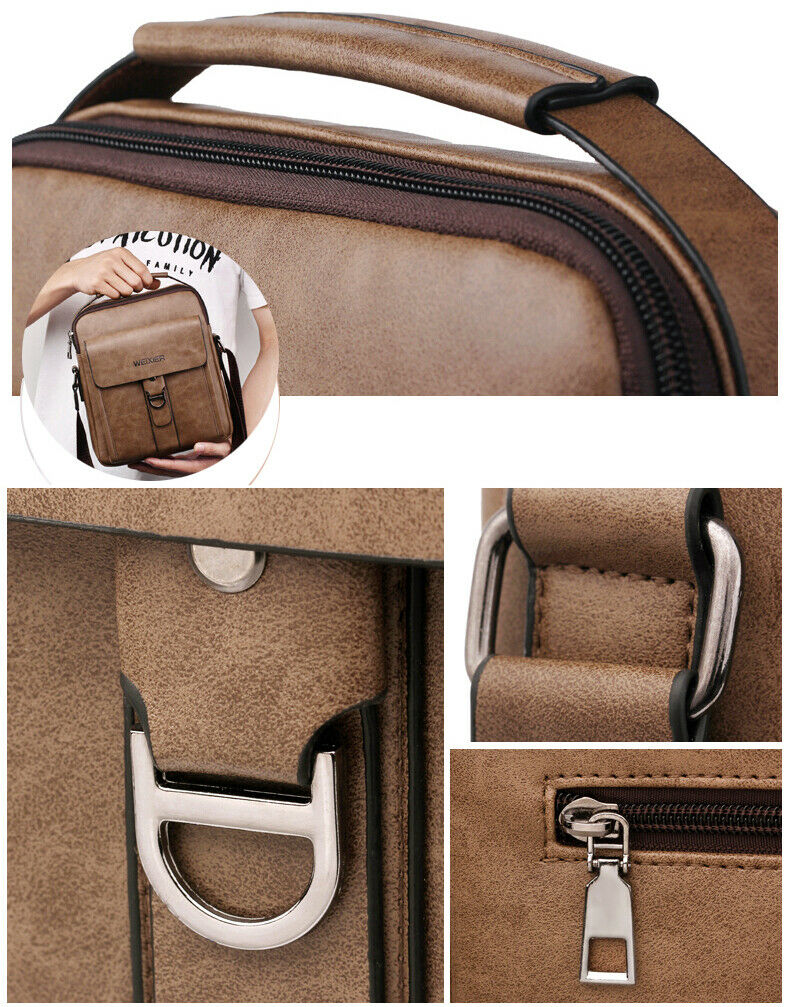 Men's Leather Briefcases Shoulder Messenger Bags Work Briefcase Cross body Tote Handbag