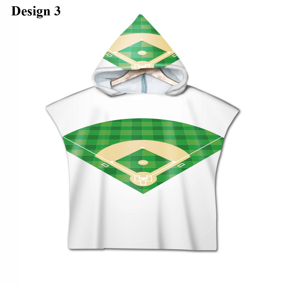 Nieuwigheid sport honkbal print baby kinderen kinderen capuchon handdoek zwembad bad strand poncho handdoek cape: Ontwerp 3