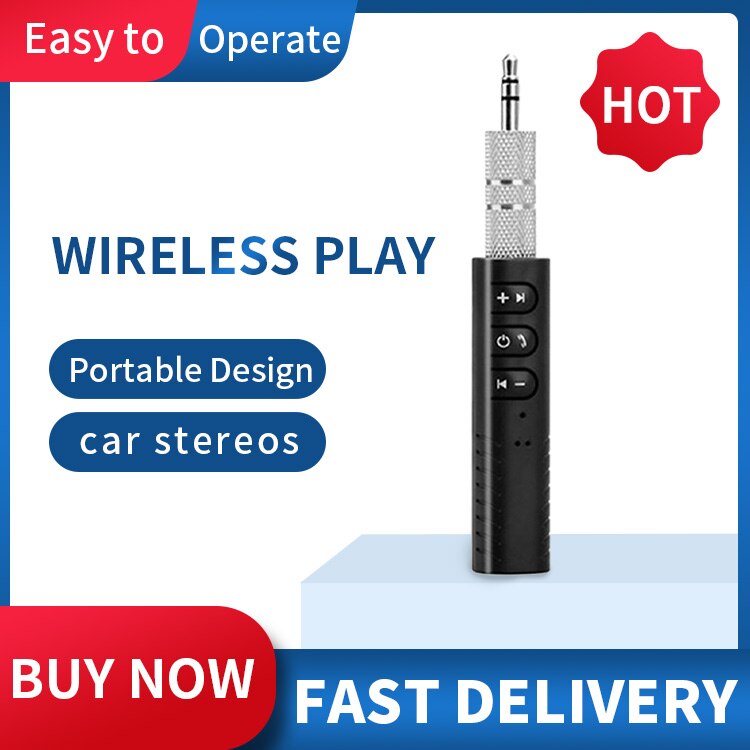 Bluetooth Handsfree Kit Car Auto 3.5Mm Jack Aux Bluetooth Draadloze Muziek MP3 Audio Adapter Oortelefoon Ontvanger