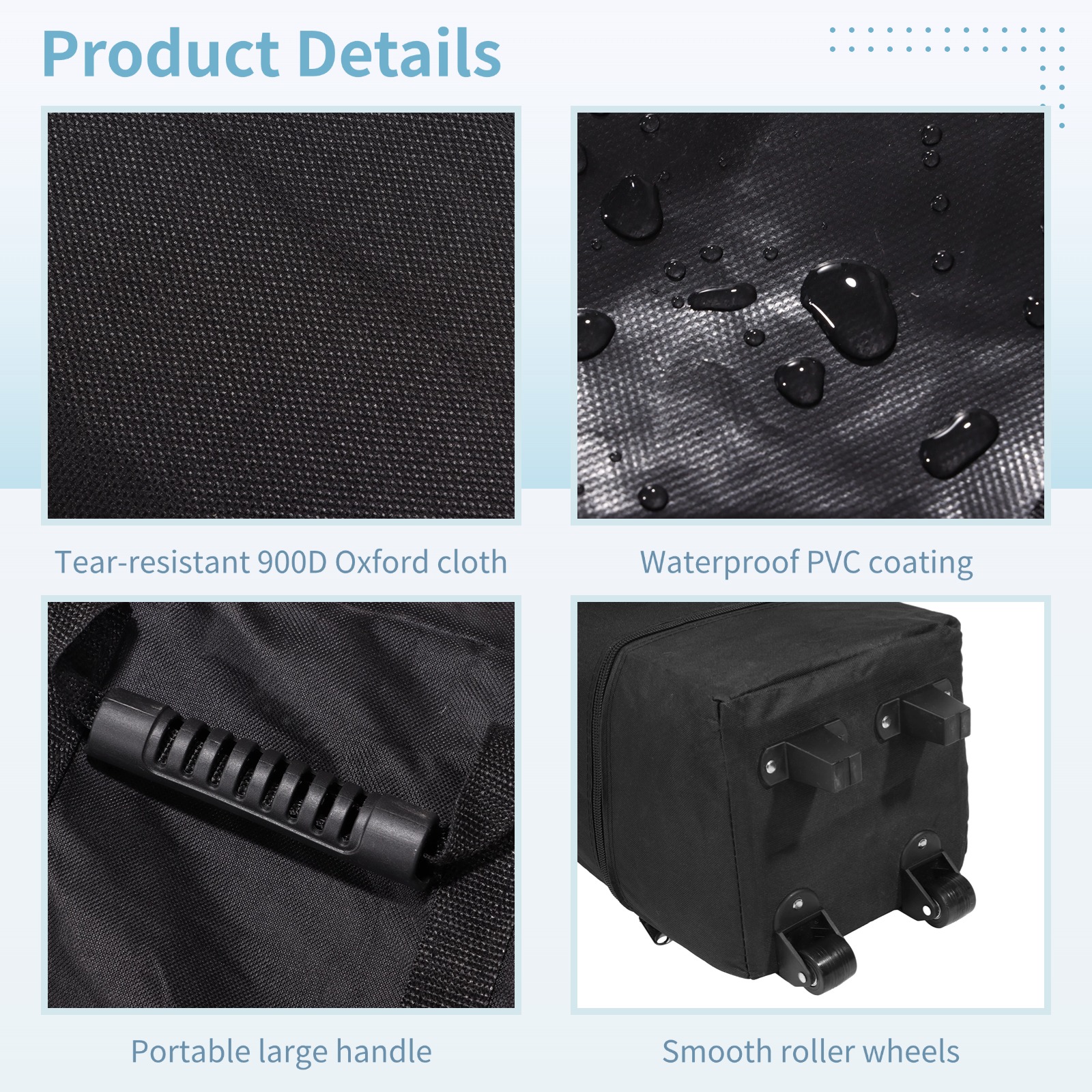 9,4 × 9,4 × 61 cala Uniwersalna torba na rolkę z baldachimem Wodoodporna torba namiotowa z baldachimem 800D Oksford płótno Torba robić przechowywania z baldachimem