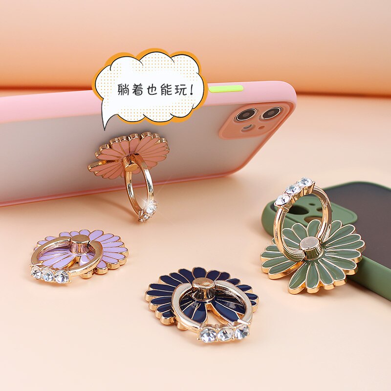 360 graus de metal anel dedo smartphone flores suporte suporte do telefone móvel suporte para iphone ipad huawei todo o telefone inteligente