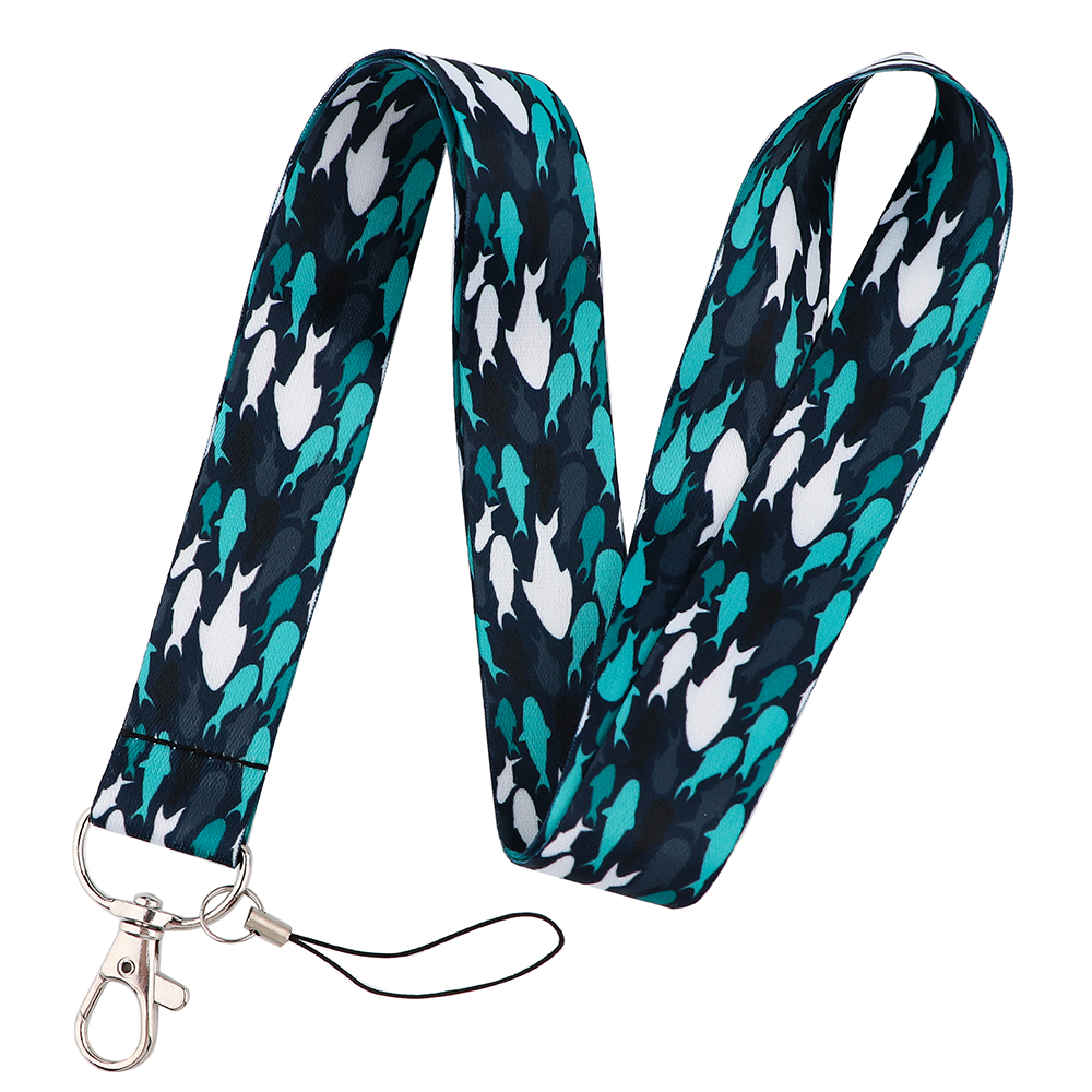 YQ973 Whales Key Lanyard Phone Strap Keychain Lariat Phone Rope Shark Animals Key Cord ID Credit Card Badge Holder: Light Blue