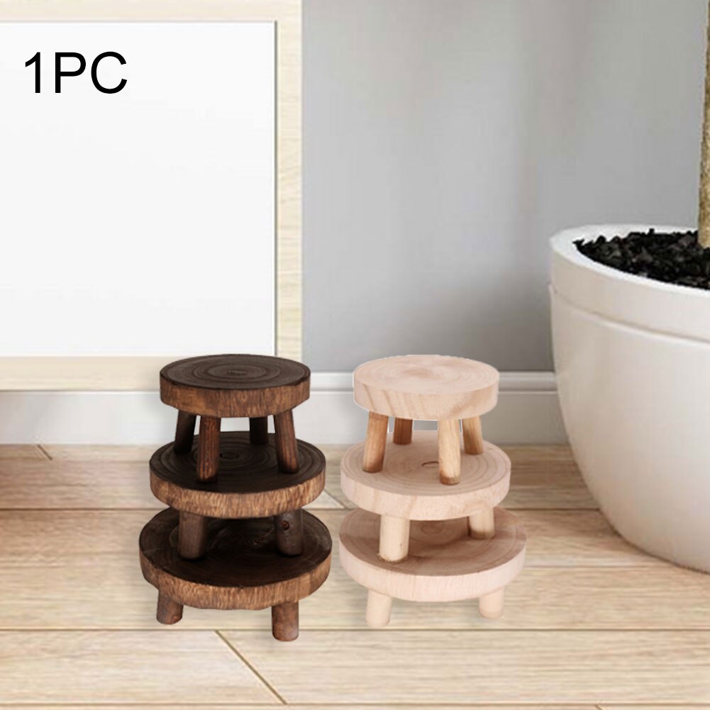 Garden Stool Wooden Holder Free Standing Home Decor Base Succulent Display Bonsai Plant Stand Indoor Outdoor Balcony Flower Pot