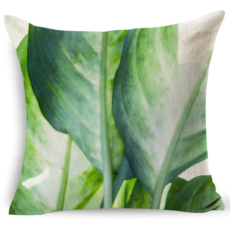 18 Home decoratieve kussens katoen linnen sierkussen groene bladeren print gezellige rugleuning kussen beddengoed kussensloop LXC: 4290