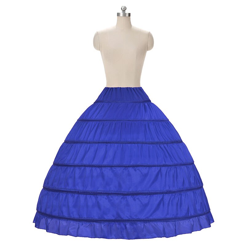 4 Hoops 5 Layers Ball Gown Petticoats Black Petticoat Crinoline Underskirt Big Ruffle Wedding Accessories Tulle Underskirts: 6 Hoops Royal Blue
