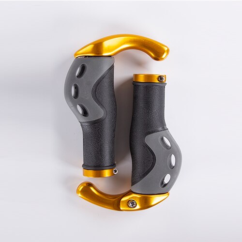 Mtb Comfortabele Fiets Stuur Grips Fietsonderdelen Grips Aluminium Rubber Fiets Grips Lock-On Stuur Ergonomische Bar Ends: Gold