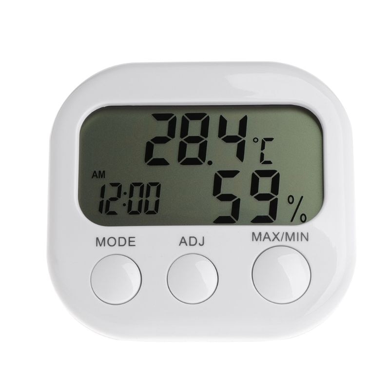 Digitale Lcd Thermometer Vochtigheid Meter Hygrometer Max Min Air Temperatuur Klok