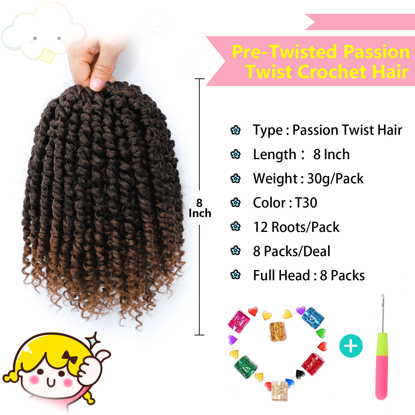 Forevery Passion Twist Capelli all'uncinetto Capelli sintetici all'uncinetto per donne nere Estensioni dei capelli pre-loop pre-intrecciate Passion Twist
