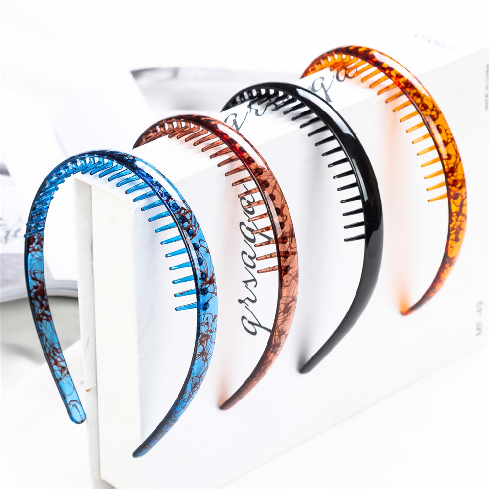 Elastic Waterproof Hairbands Toothed Hair Hoop for Adults Big Washing Face Wide Shatterproof Plastic Headband