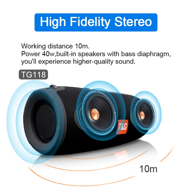 TG118 40W haute puissance Bluetooth haut-parleur extérieur Portable sans fil barre de son colonne Subwoofer centre de musique BoomBox 3D stéréo FM/TF