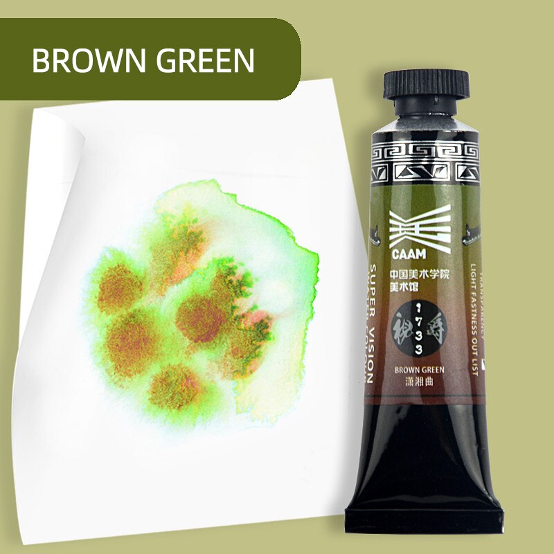 Super vision akvarel pigment, lagdelt farve akvarel maling 15ml,  kunstners akvarel maling 10 farver: Brun grøn
