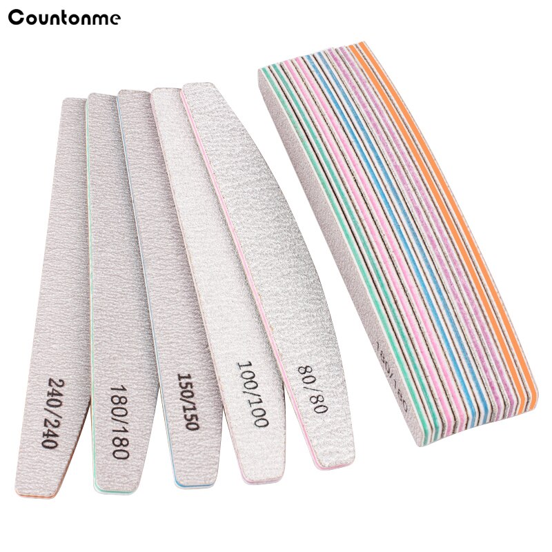 5pz/10pz lime per unghie colorate per barche in carta vetrata 80/100/150/180/240 tampone di carta vetrata grigia smeriglio bordo manicure accessori per unghie