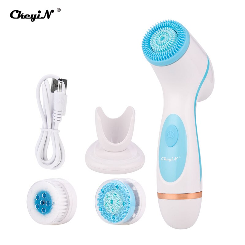 Limpiador Facial eléctrico 3 en 1, máquina limpiadora de rostro y poros de la piel, masaje de limpieza corporal, herramientas de limpieza