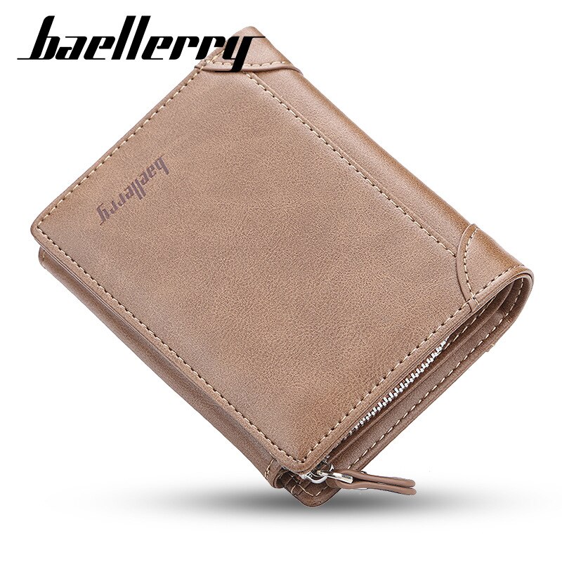 Baellerry PU cuir hommes portefeuilles court homme sac à main avec poche à monnaie porte-carte à trois volets portefeuille hommes pochette d'argent