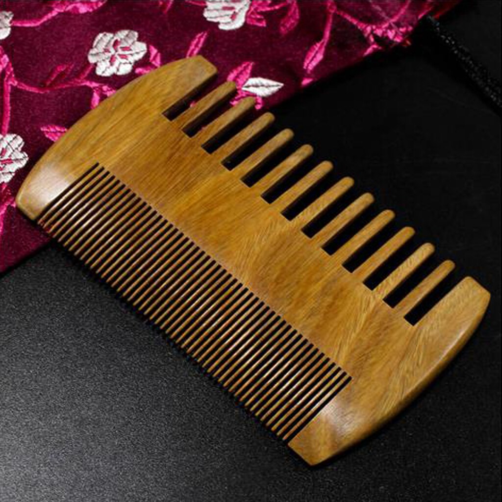 Antique Natural Sandalwood Wide&amp;fine Tooth Massage Comb Detangle Retro Combs