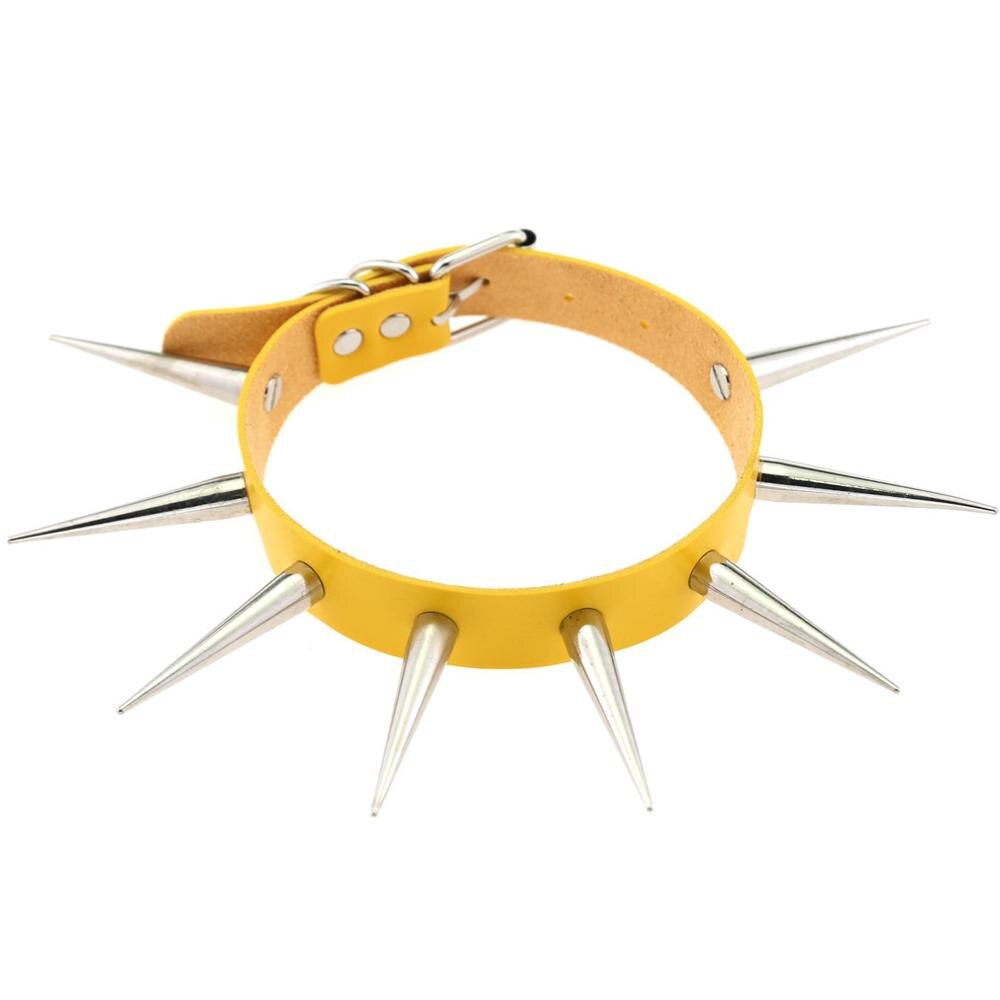 Big Long Spiked Choker Punk Collar Women Men Rivets Studded Chocker Chunky Necklace Goth Jewelry Metal Gothic Emo Accessories: Pure Gold Color