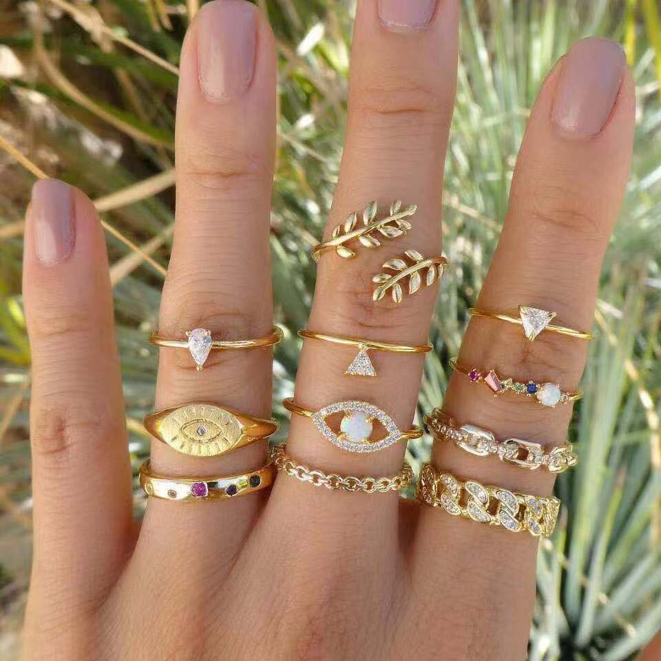 Vintage Gouden Ster Maan Ringen Set Voor Vrouwen Boho Charm Knuckle Vinger Ring Vrouwelijke Kroon Partij Sieraden Trouwring set: 02