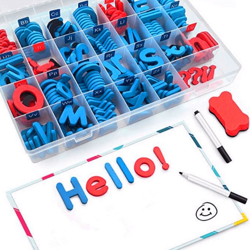 Magnetic Letters 208 Pcs Uppercase Lowercase Foam Alphabet ABC Magnets for Fridge Refrigerator Educational Toys Set