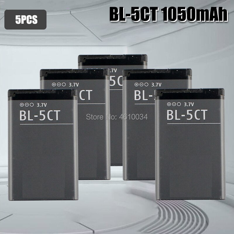 Bl -5ct bl 5ct genopladeligt mobiltelefon erstatningsbatteri til nokia  c5-00 6303 c3-01 3720 classic batteri: 5 stk