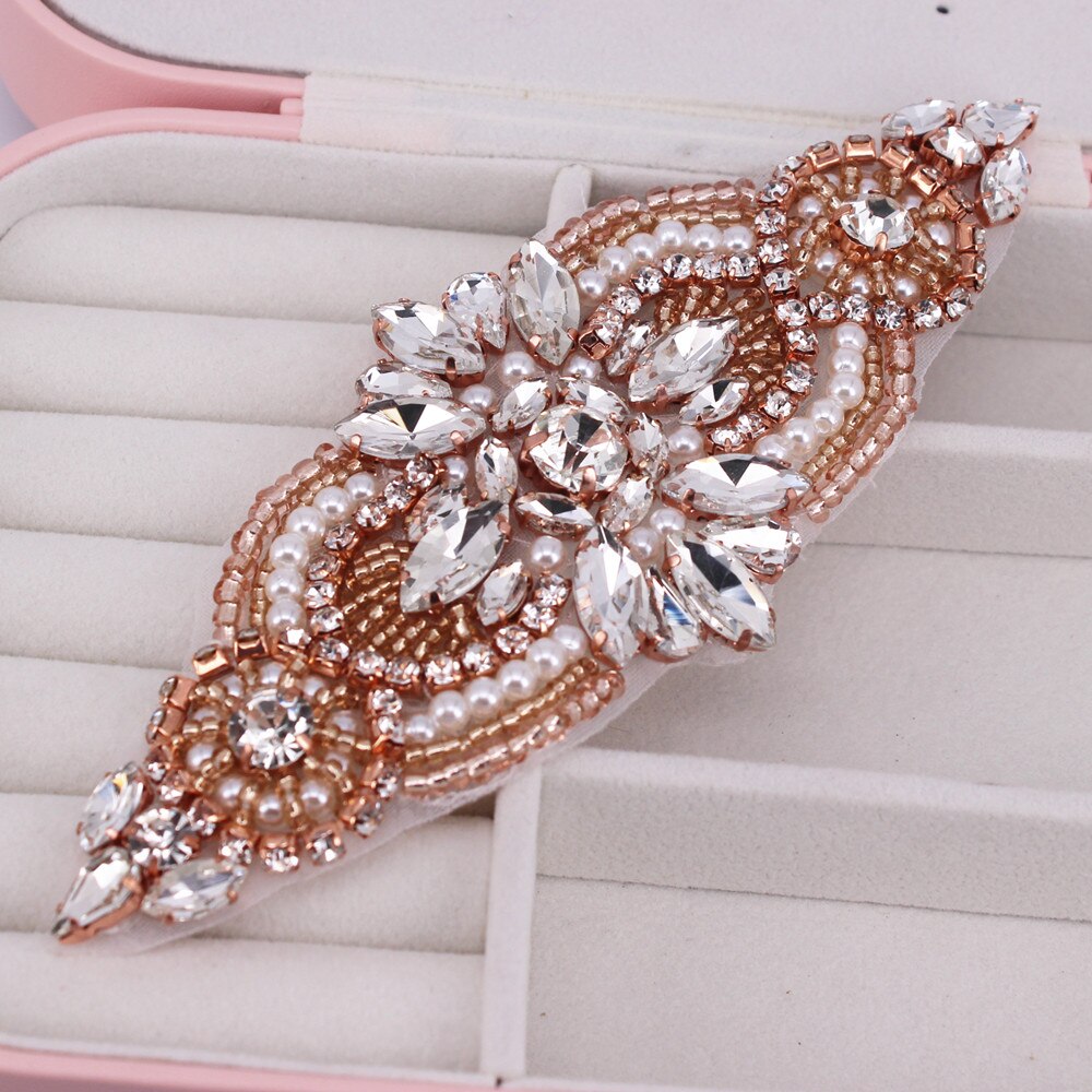 1 stuk gouden applicaties met strass steentjes voor bruiloftsriemen, schoenen, haar, hoeden, sieraden, doe-het-zelf naaien op applicaties met strass steentjes voor bruidsaccessoires