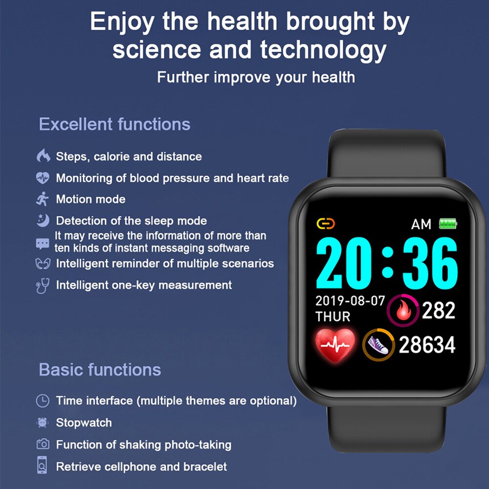 Smart Horloge Hartslag Bloeddruk Slaap Monitoring Band Waterdichte Sport Smartwatch Fitness Stap