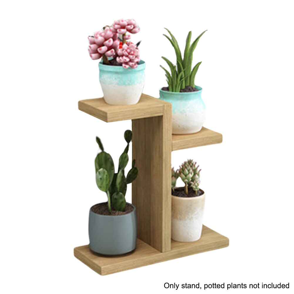 Balcony Multi Layers Wood Plant Stand Home Office Garden Flower Holder Free Standing Desktop Space Saving Indoor Decoration