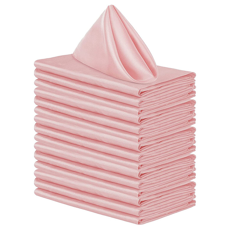 50pcs Satin Napkins Soft Dinner Napkins 43*43cm Square Table Napkins for Restaurant Weddings Party Dinner Decoration: Pink