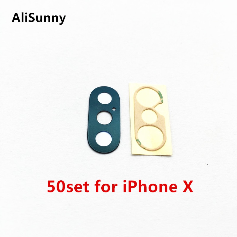 AliSunny 50set Camera Terug Glas voor iPhone X XS XSM XR Achter Cam Lens Cover Ring 3M Sticker lijm Vervangende Onderdelen