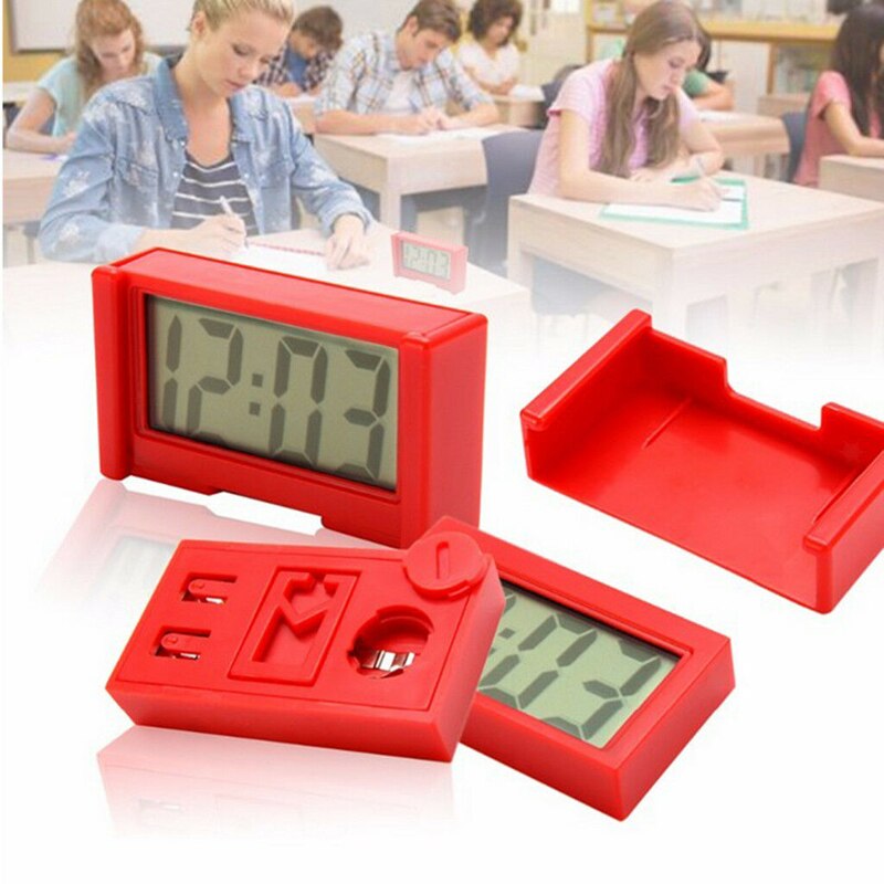 1pc Mini LCD Screen Digital Clock Car Dashboard Clocks Desk Time Clock Home Study Supplies Random Color
