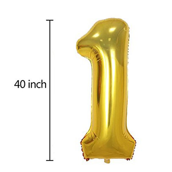 1st Birthday Boy Decoration Set,Number 1 Mylar Balloons Baby First Birthday Decoration with Happy Birthday Banner, Birthday Gold