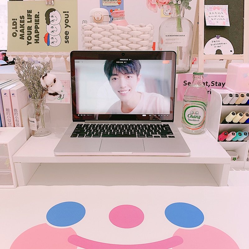 Simple wooden desktop office computer monitor Heightening Shelf display base stand holder desktop storage box organizer rack