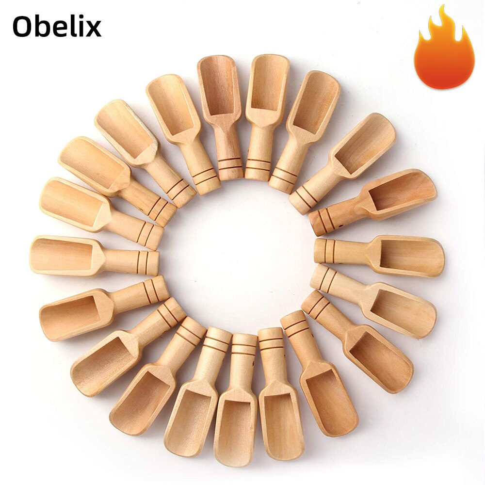 Obelix Mini Wooden Spoon, Mini Bath Salt Spoon, Wooden Candy Spoon, Washing Powder Spoon Set Baby Spoon For Home (3 Inches Long)