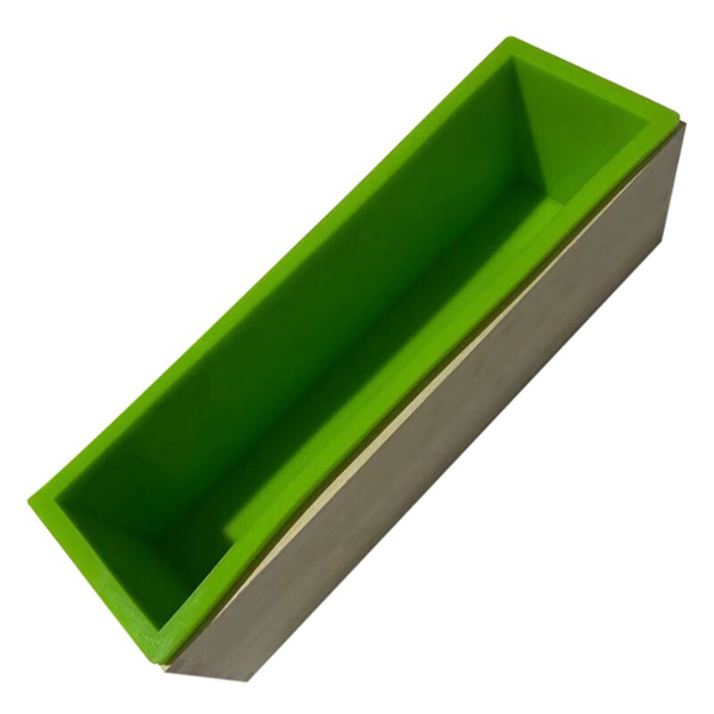 YO-Rectangular Silicone Soap Mold Flexible Loaf Mould with Wood Box for DIY Homemade Cold Process 1200G