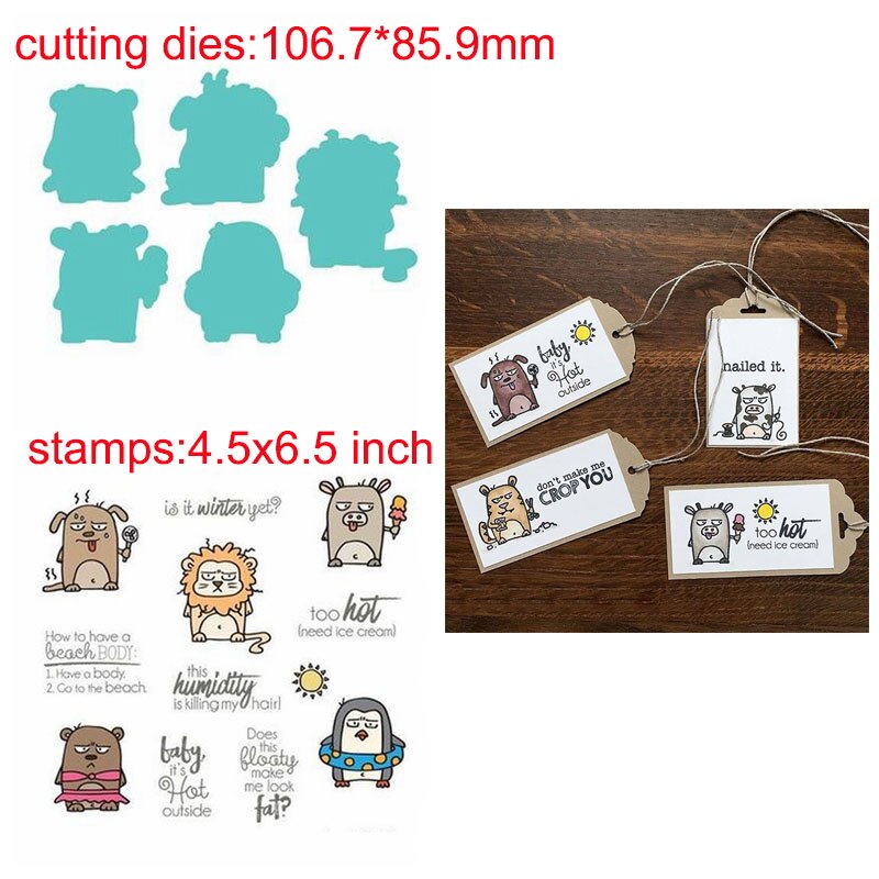 Set van 2 schattige kleine dieren (panda, kuiken, egel en zebra) met grappige sentimenten, stempel en stans voor doe-het-zelf scrapbooking: Ww0877 a 1 h 5608