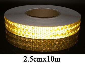 Reflective Safety Tapes Warning Strip Self-Adhesive DIY Decoration For Car: 2.5cmx10m yellow