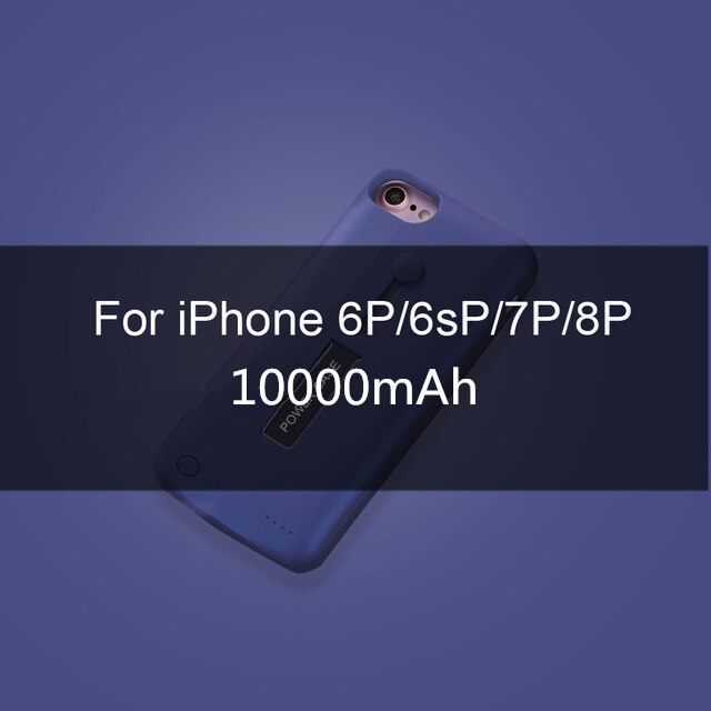 10000mAh Power Bank Für iphone 6 6s 7 8 Plus Batterie Ladegerät Fall Für iphone X XS Max XR Batterie Fall Ladegerät Fall Backup: Blue i6P 6sP 7P 8 P