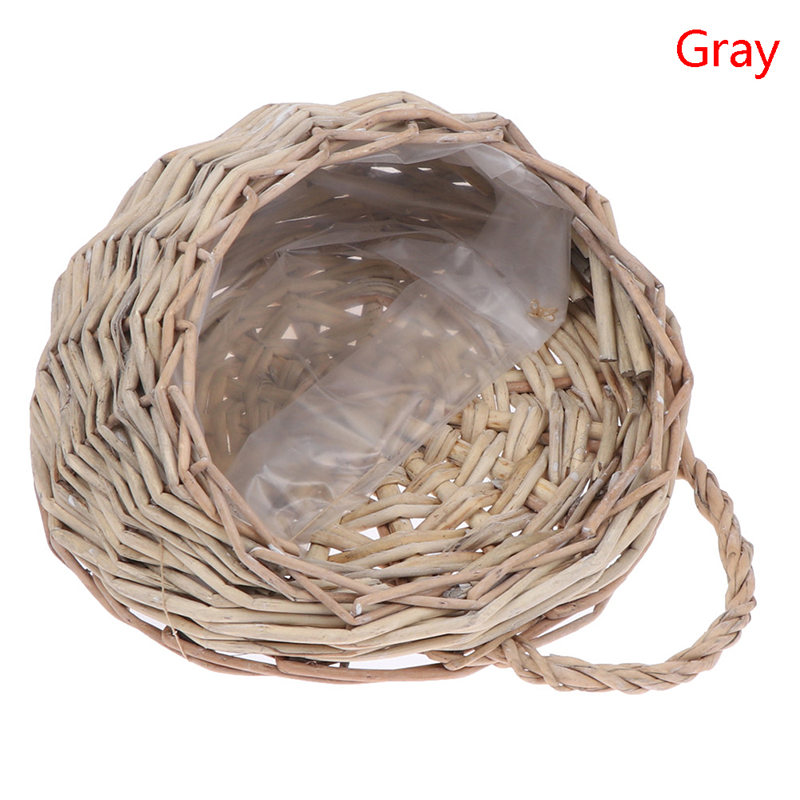 Cesta De Vime Pendurado De Parede, Plantador De Flores, Pote Da Videira Do Jardim, Suporte De Plantas, Vaso De Flores Do Ninho, Decoração De Casa: amarelo claro