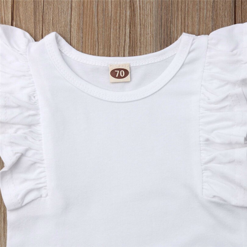 Infant Baby Mädchen Ärmellose Einfarbig Rüschen Body Body Neugeborenen Sommer Casual Kleidung + Stirnband Outfits 6-24 Monat a20