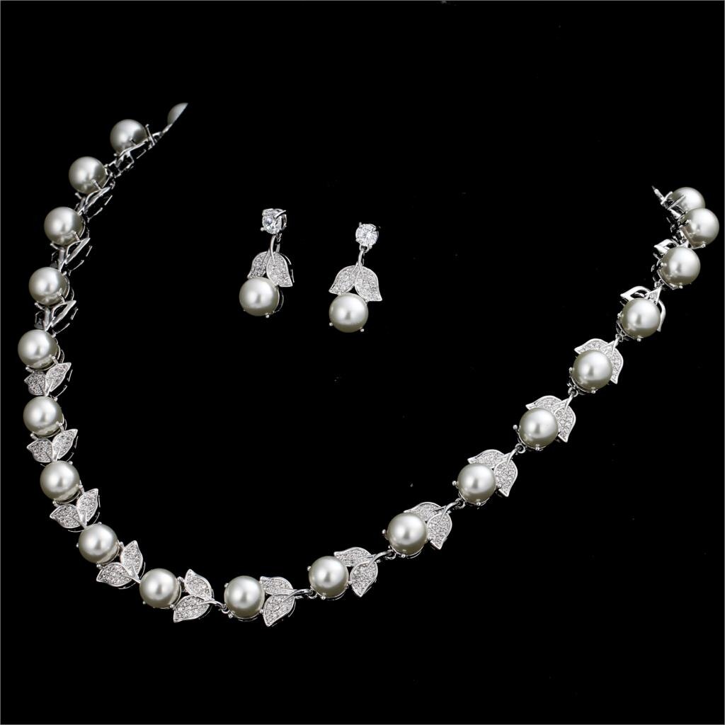 Amc Luxe Minalist Parel Ketting En Oorbel Set Aaa Kubieke Zirkoon Bridal Wedding Party Accessoires Sieraden Voor Vrouwen