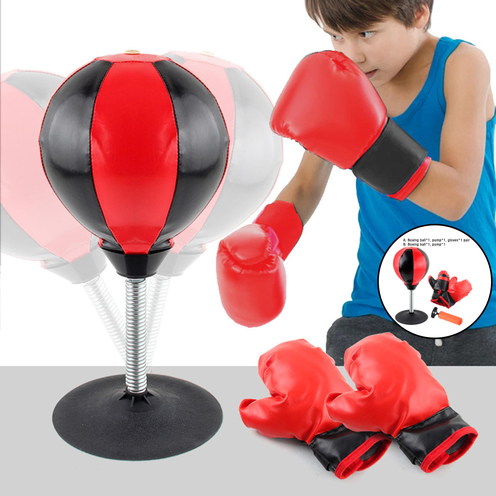 PU Leather Desktop Punching Bag Punching Bag Fitness Punching Bag Bodybuilding Punching Bag with Ball Toy Table Stand Bag