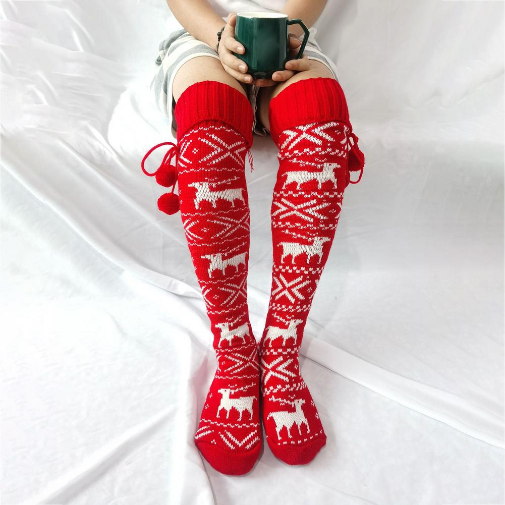 1 Paar Kerst Vrouwen Midden Kousen Leuke Katoen Elanden Print Sok Bohemian Stijl Warm Kousen