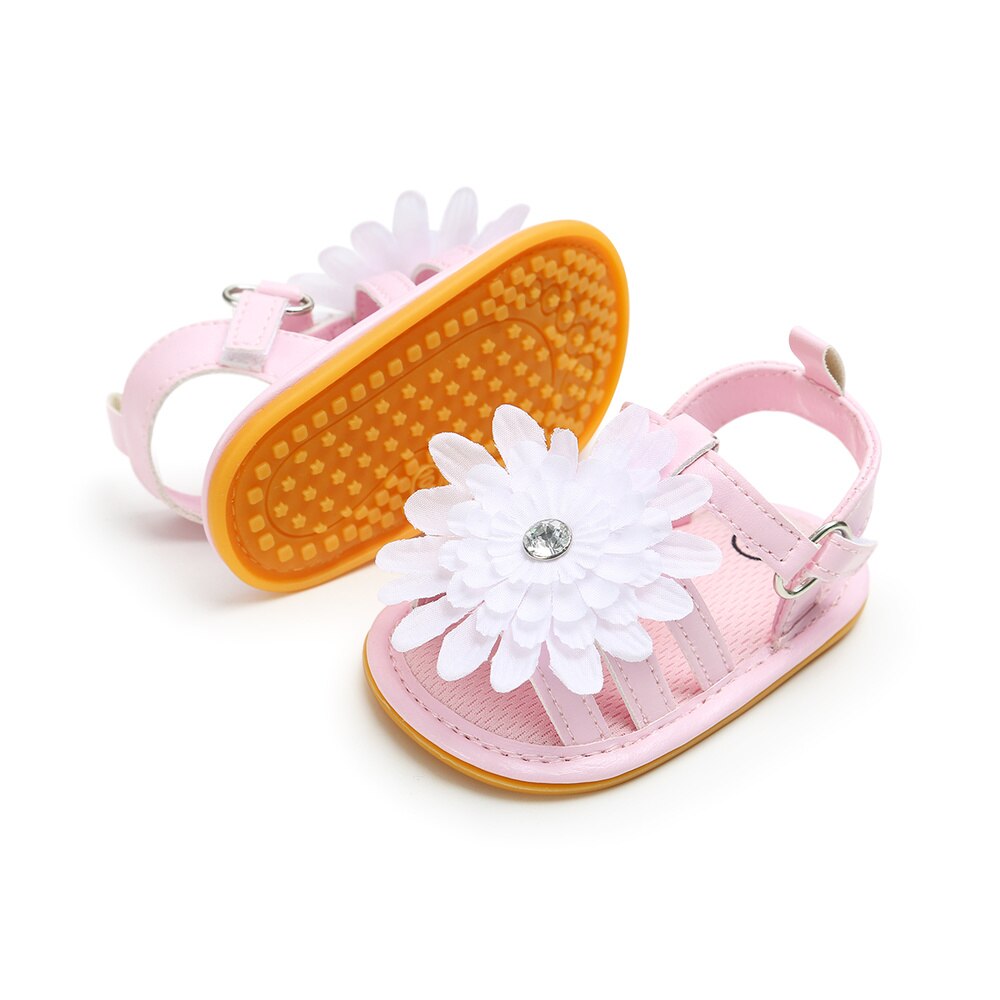 Kleinkind Baby Mädchen Sandalen Gummi Anti-Unterhose Sohle Prinzessin PU Leder Weiß Spitze Blume Sommer Neugeborenen Sandalen draussen Park