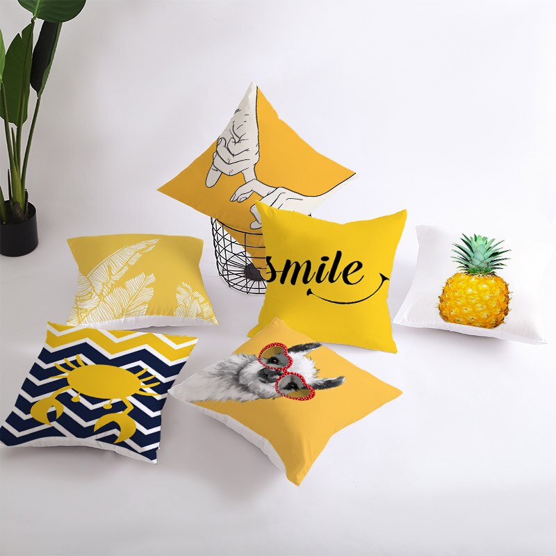 Ananas Blatt Gelb Dekorative Kissenbezug Ananas Gelb Wurf Kissen Fall Polyester Druck Kissen Abdeckung kussensloop