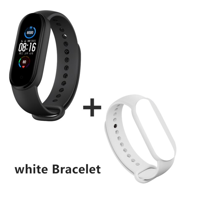 Xiaomi Mi Band 5 Wristband Stress Female Health Smart Blacelet Heart Rate Sleep Step Swim Sport Monitor APP Push Alarm: white Bracelet