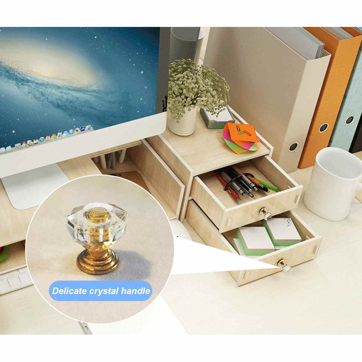 Ordinateur Moniteur Riser Socle De Bureau Étagère En Bois Plinthe Forte Support D'ordinateur Portable Support De Bureau Support De Moniteur Avec Boîte De Rangement organisateur