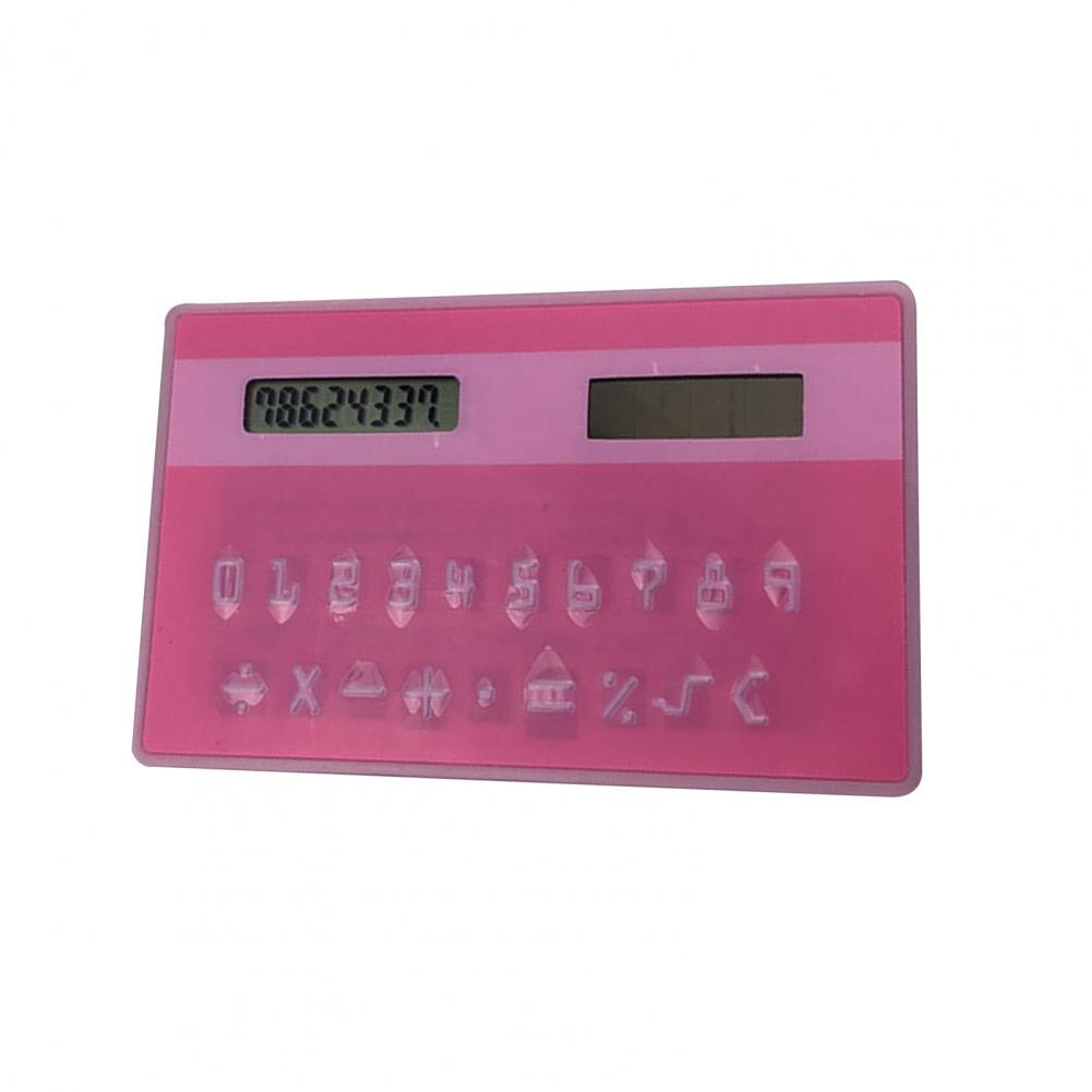 Handheld 8 Cijfers Elektronische Rekenmachine Card Type Zonne-energie Zakrekenmachine Student Elektrische Mini Rekenmachine Калькулятор: Roze