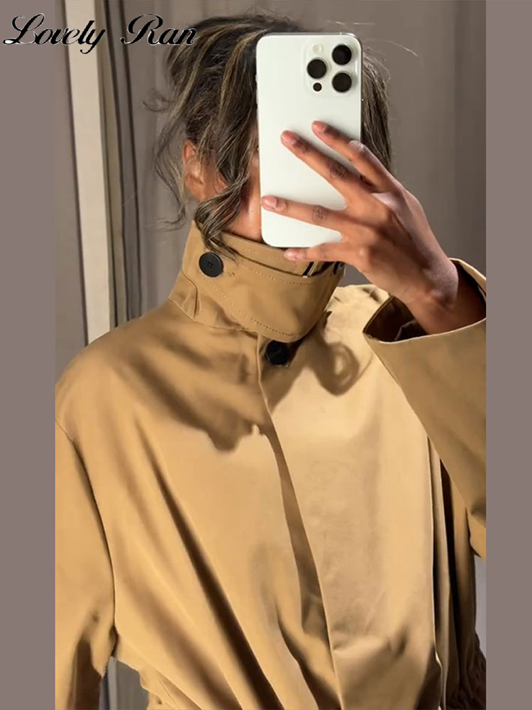 Casual Solid Vrouwen Jas Elegante Lange Mouw Revers Lace Up Geplooide Knop Vrouwelijke Uitloper 2025, Herfst Dame Streetwear
